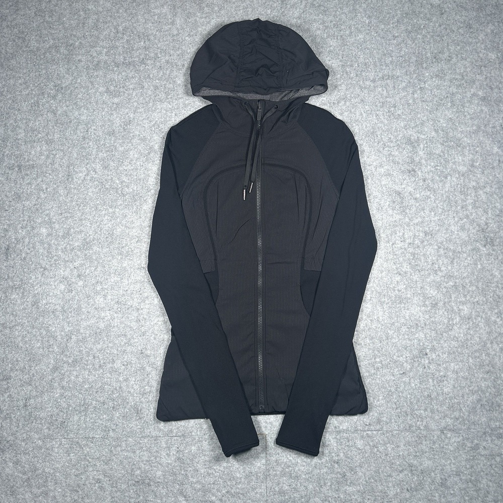 Lululemon Dance Studio Jacket Women's Size 4 Black Rib Sleeve Reversible Active